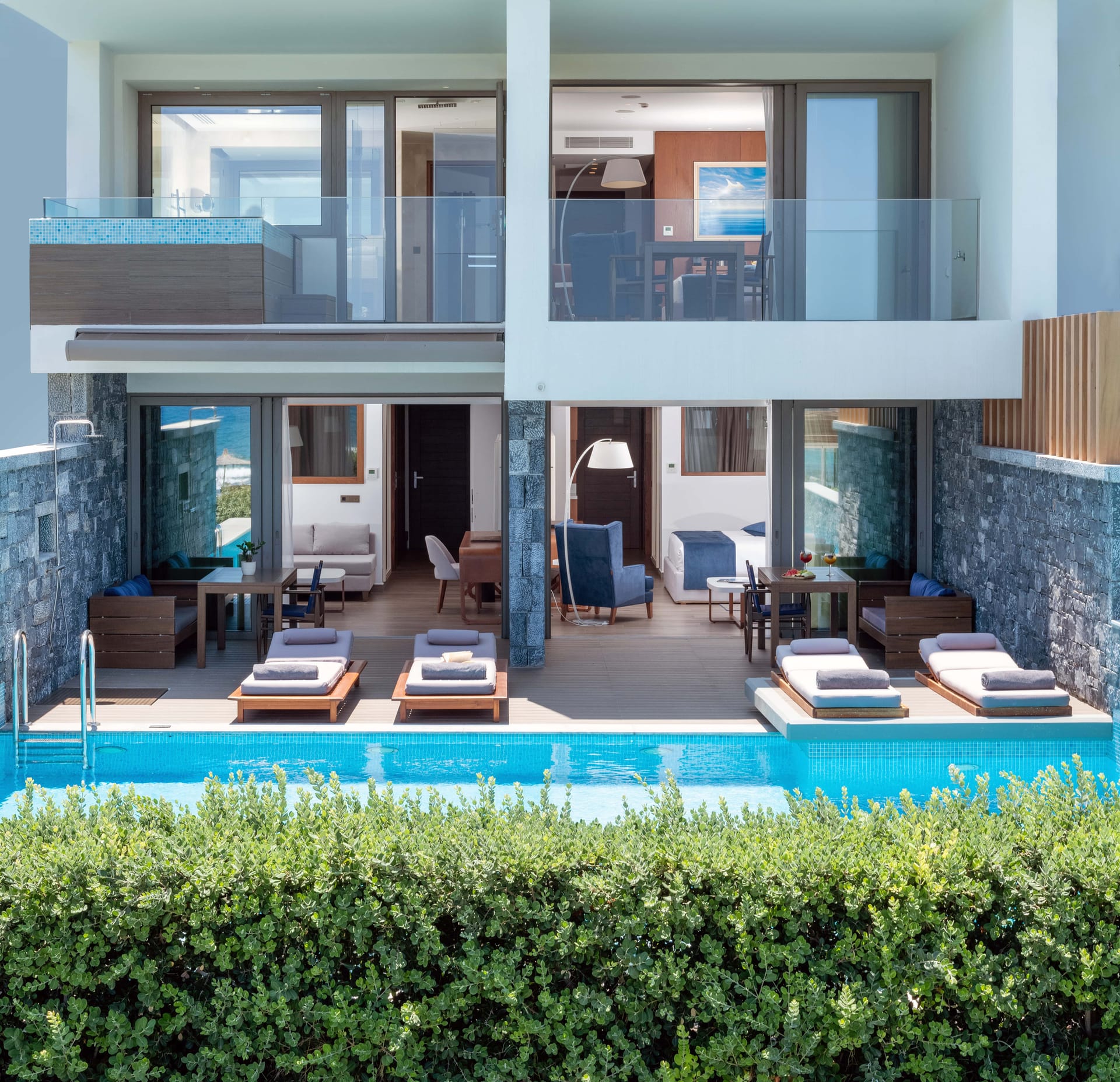 Blue Princess Villa 2 bedrooms in 2 floors Sea View with private pool and outdoor whirlpool