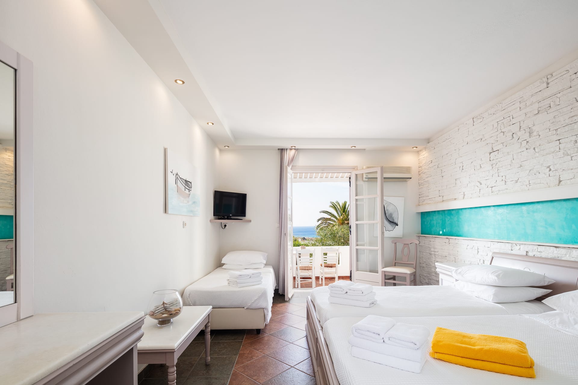 Aegean Triple Room with Terrace & Sea View