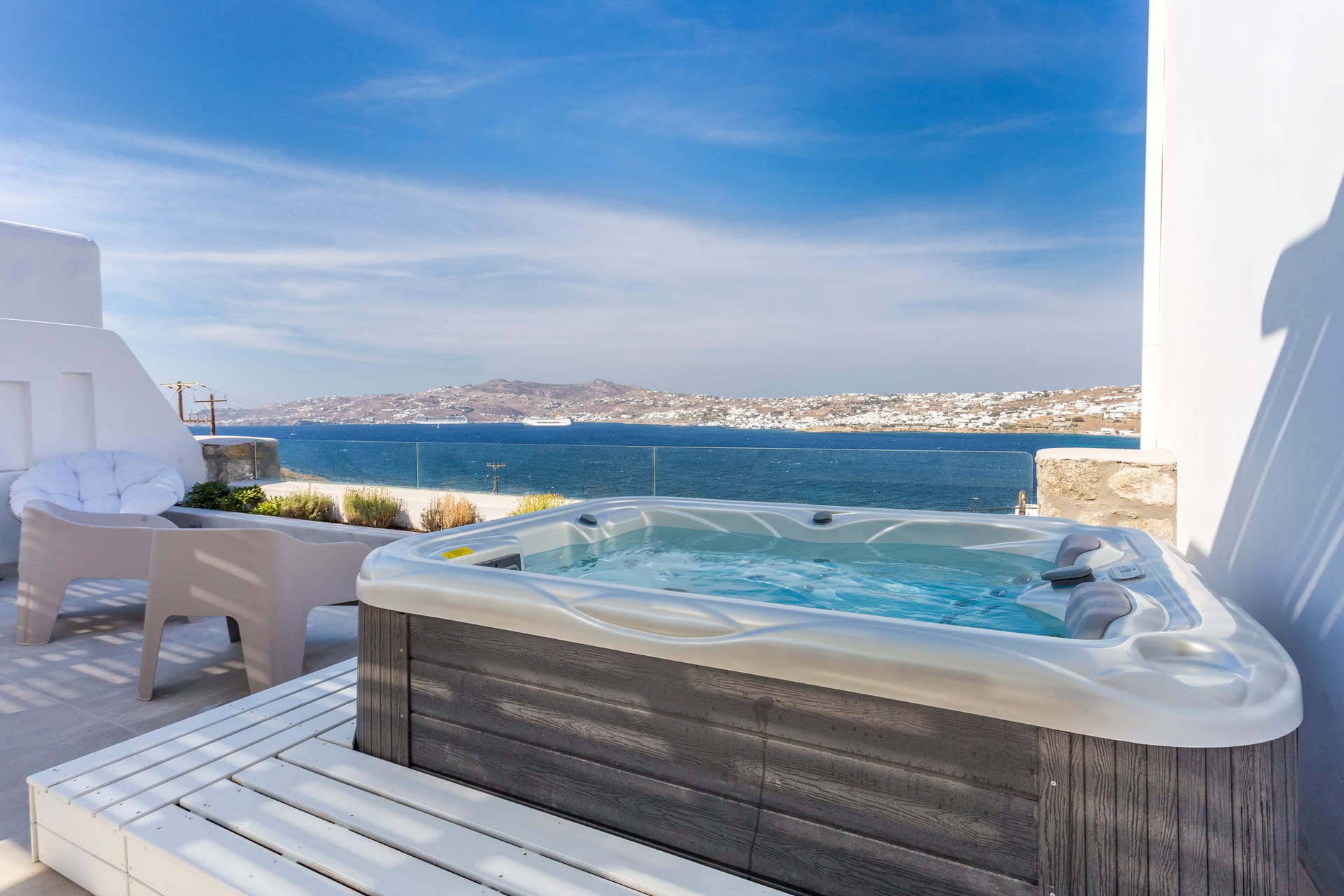 6 Bedroom Villa with Sharing Pool & Private Jacuzzi & Sea View | Ornos
