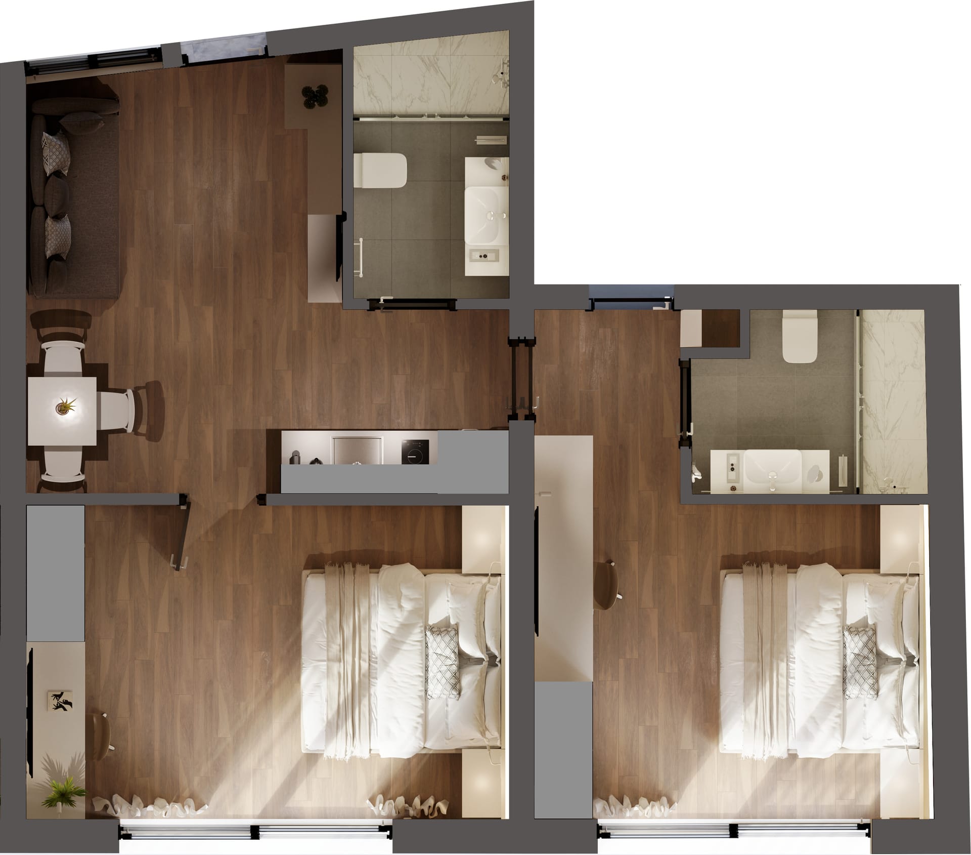 Two Bedroom Apartment with Private Balcony