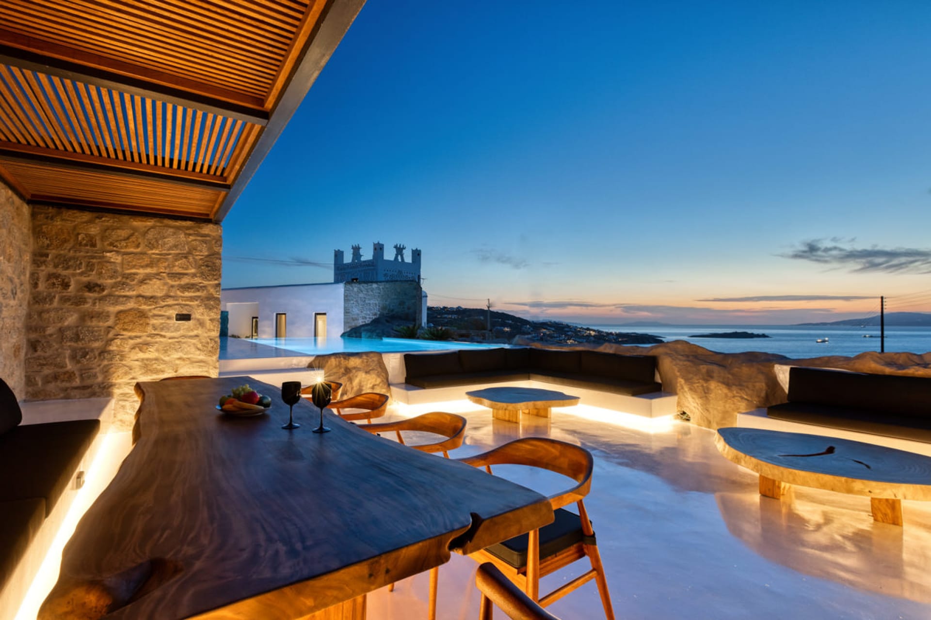 Mykonos Town Black Villa with Cave Heated Pool
